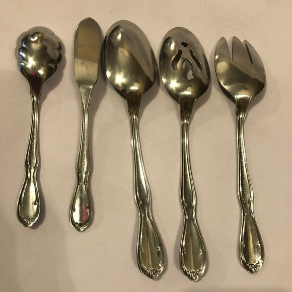 Oneida Victorian Manor 5 Piece Hostess Set Stainless Cutlery Flatwear - Picture 4 of 7